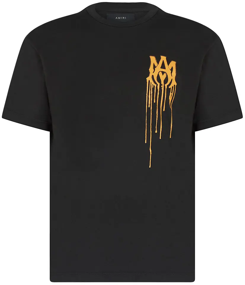AMIRI Paint Drip AM Logo T-Shirt Black/Orange Homme - FR