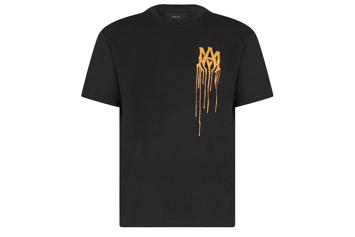 Pre-owned Amiri Paint Drip Am Logo T-shirt Black/orange