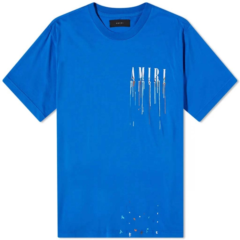 Pre-owned Amiri Men's Paint Drip Core Logo Tee Shirt In Blue/white
