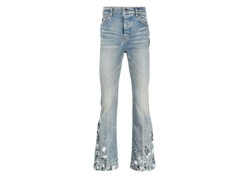 AMIRI Paint Splatter Flare Jean Clay Indigo Herren - SS24 – DE