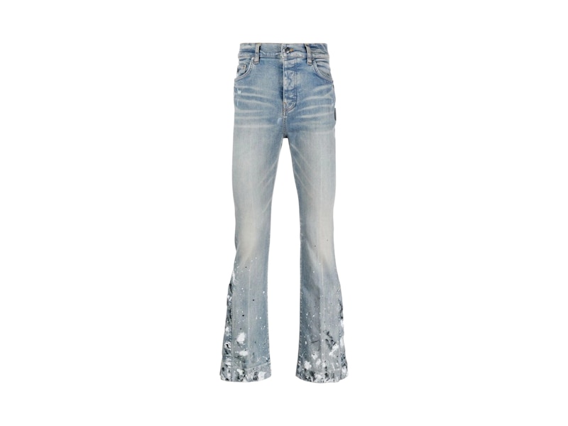 AMIRI Paint Splatter Flare Jeans Clay Indigo Men's - US AMIRI Paint Splatter Flare Jeans Clay Indigo Men's - US