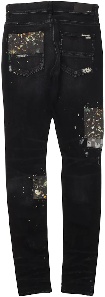 AMIRI Paint Splatter Patched Jeans Aged Black Men's - US