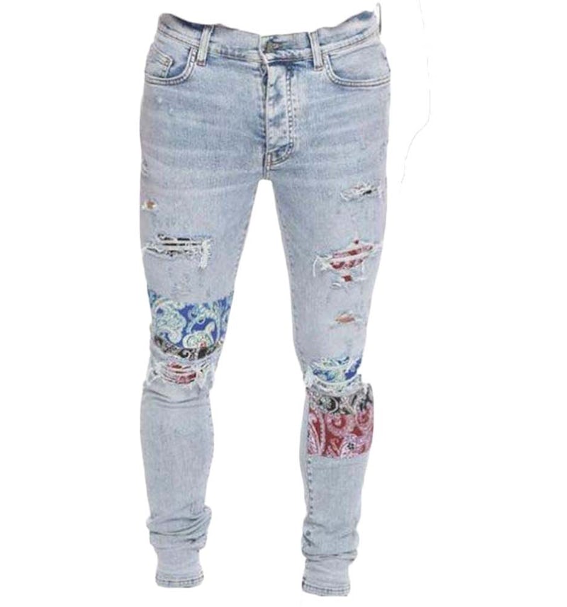 AMIRI Pajama Art Patch Jeans Light Blue Men's SS24 US