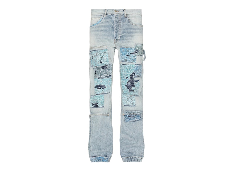 AMIRI Patchwork Bandana Carpenter Straight Jeans Denim Blue Men's