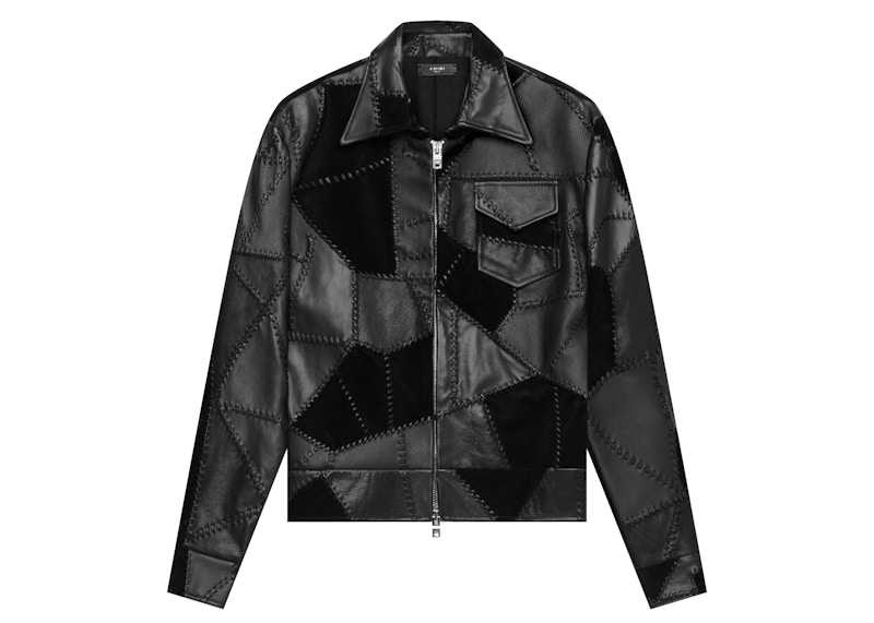 AMIRI Patchwork Leather Jacket Black - PF21 男装- CN