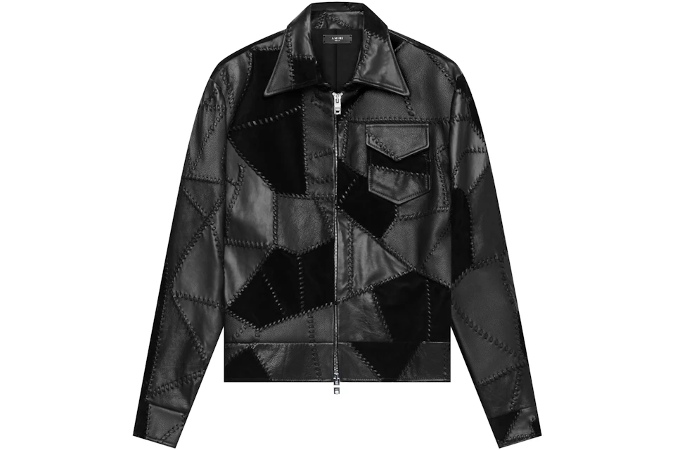 AMIRI Patchwork Leather Jacket Black