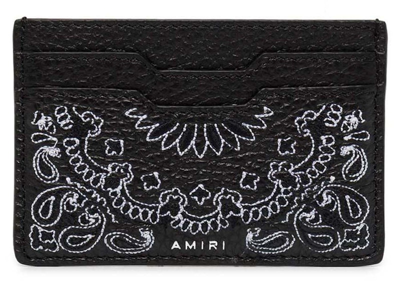 Pre-owned Amiri Men's Pebbled Bandana Card Holder In Black