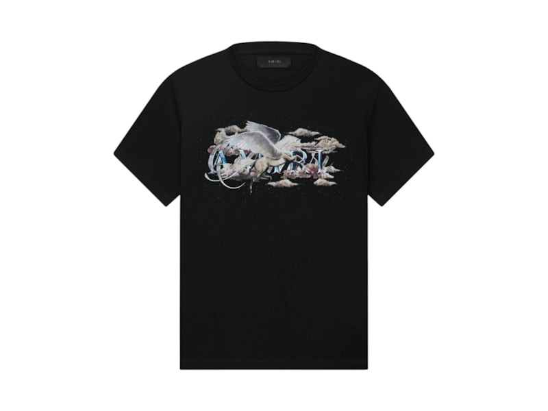 Pre-owned Amiri Men's  Pegasus Scriptprint T-shirt In Black