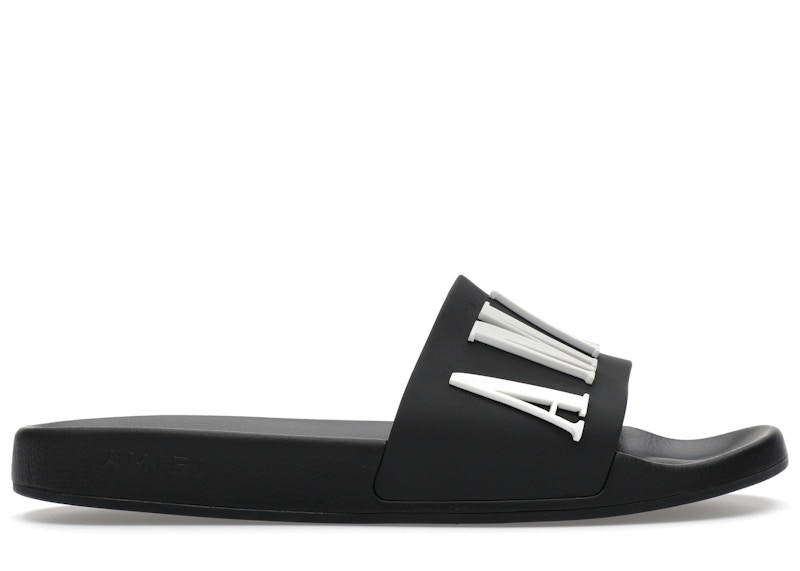 Pre-owned Amiri Men's  Pool Slide Debossed Logo Sneakers In Black/white In Multi