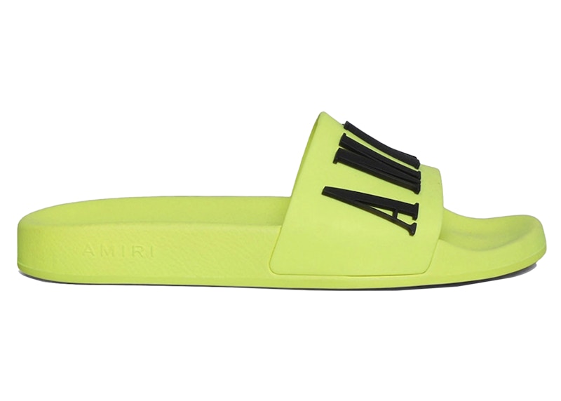 Pre-owned Amiri Men's  Pool Slide Debossed Sneakers In Volt/black