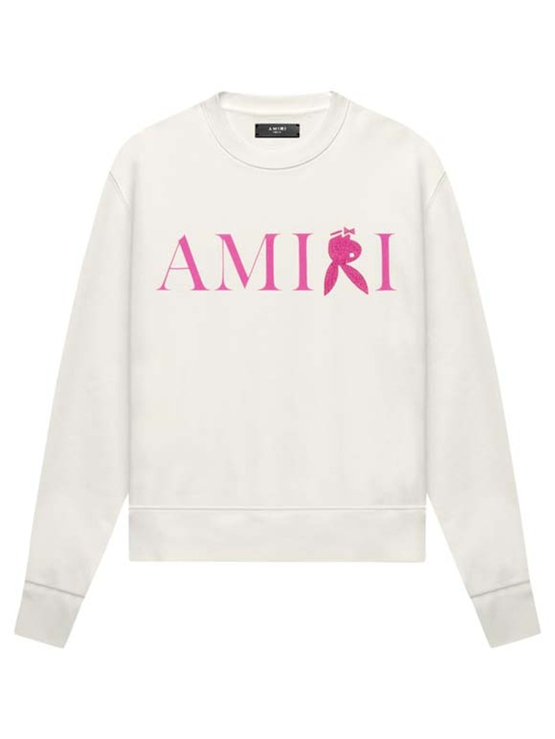 Pre-owned Amiri Men's Reverse Bunny Crewneck Sweatshirt In Blanc/peacock In Multi