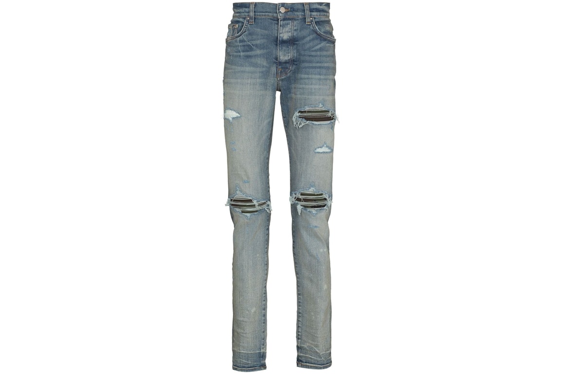 Pre-owned Amiri Ripped Distressed Skinny Jeans Clay Indigo