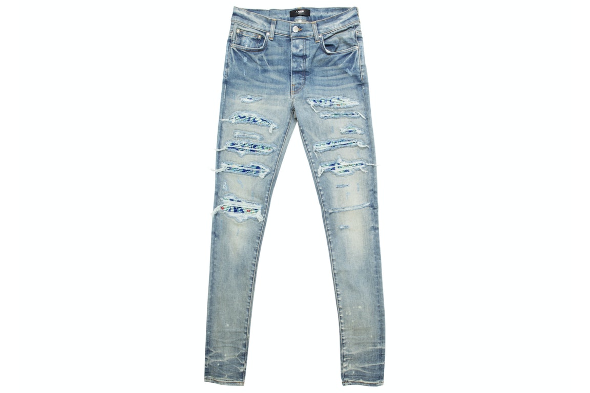 Pre-owned Amiri Silk Pj Thrasher Jeans Blue