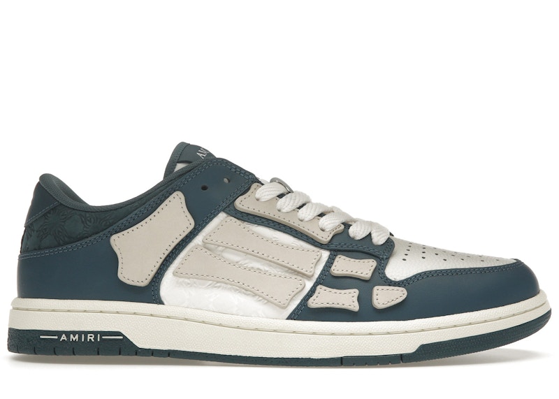 Pre-owned Amiri Men's Skel Top Low Quad Monogram Debossed Sneakers In Vintage Blue