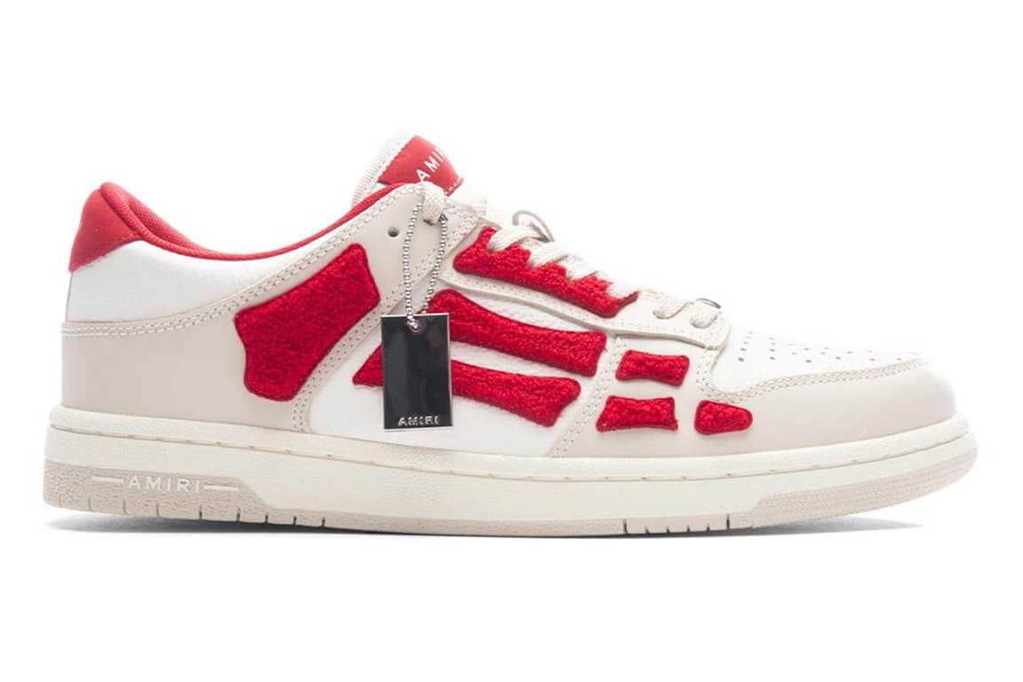 Pre-owned Amiri Skel Top Low White Red Chenille In White/red