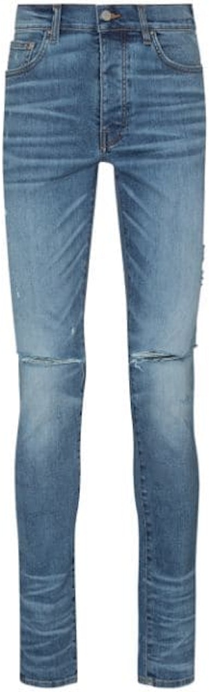 AMIRI Slash Skinny Stretch Jeans Blue - SS20