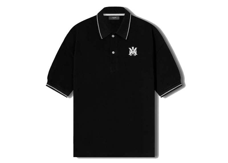 【送料関税込】AMIRI Short Sleeve Mesh Polo Amiri Stack Short Sleeve Polo in Black | FWRD