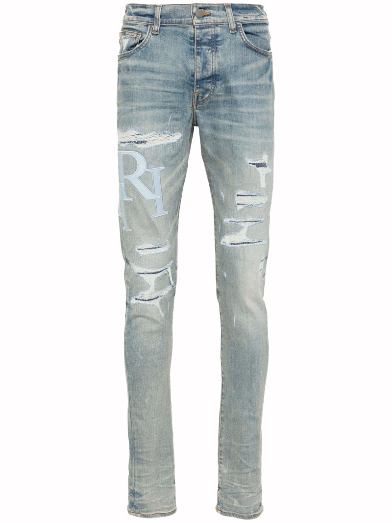 Pre-owned Amiri Men's Staggered Logo Jean In Clay Indigo