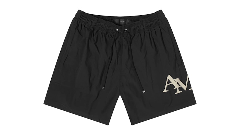 Pre-owned Amiri Men's Staggered Swim Trunk In Black