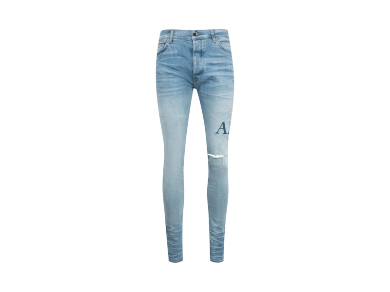 Pre-owned Amiri Men's  Starburst Applique Skinny Jean In Perfect Indigo