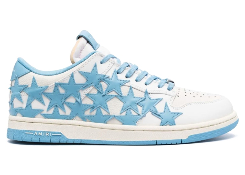 Pre-owned Amiri Men's  Stars Low Top White Sneakers In Blue