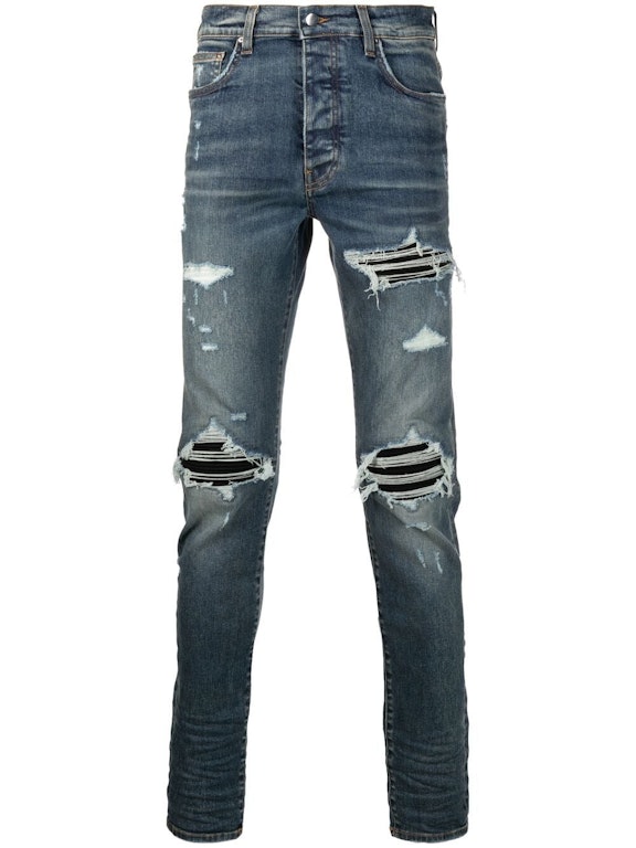Pre-owned Amiri Stonewashed Distressed Slim Cut Jeans Deep Classic Blue