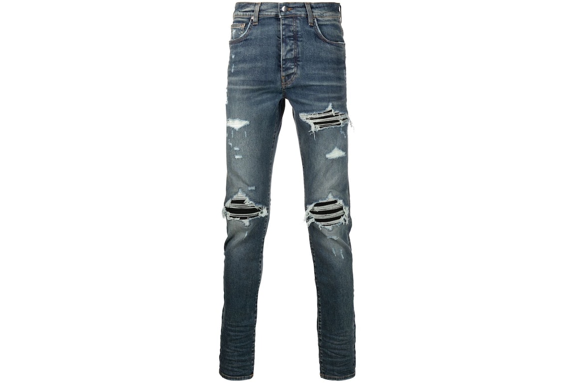 Pre-owned Amiri Stonewashed Distressed Slim Cut Jeans Deep Classic Blue