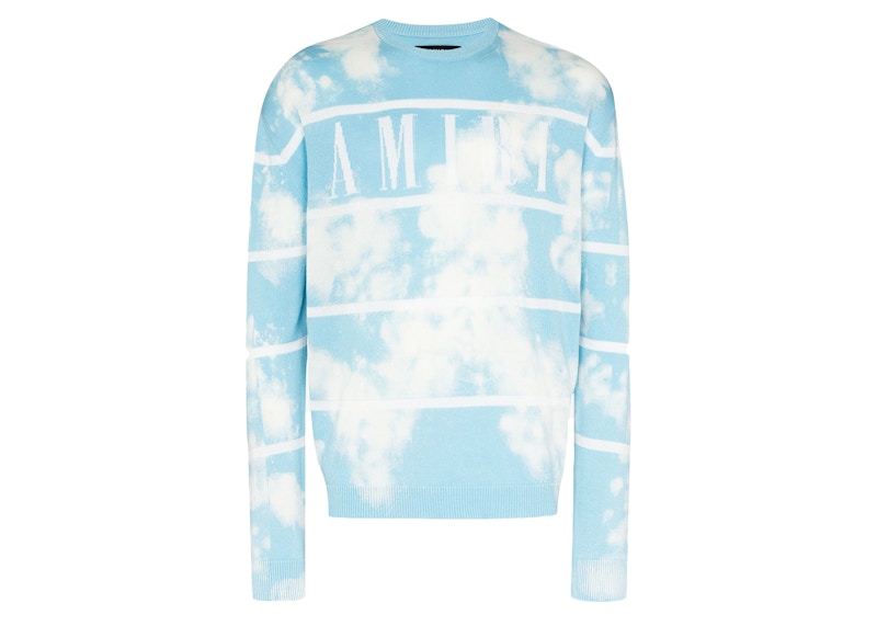 AMIRI Striped Cloud Knit Crew Sweater Light Blue Men's - FW21 - US