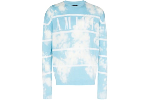 AMIRI Gestreifter Wolkenstrickpullover Hellblau Herren FW21 – DE