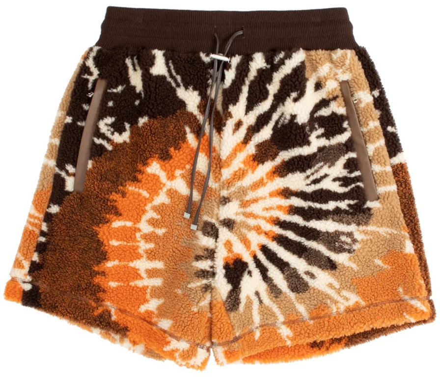 Pre-owned Amiri Tie Dye Polar Fleece Shorts Orange/black