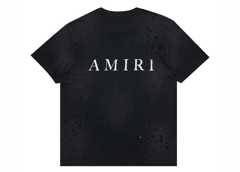 Amiri washed t-shirt splash paint skeleton printing short sleeves main image 0