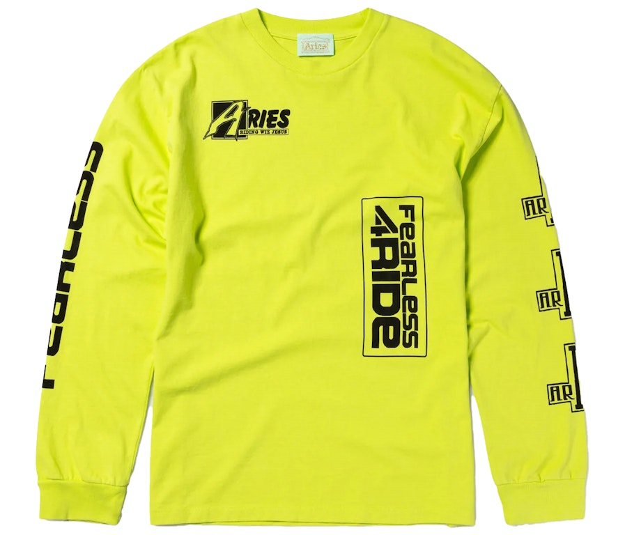 Pre-owned Aries Fearless Moto Longsleeved T-shirt Lime