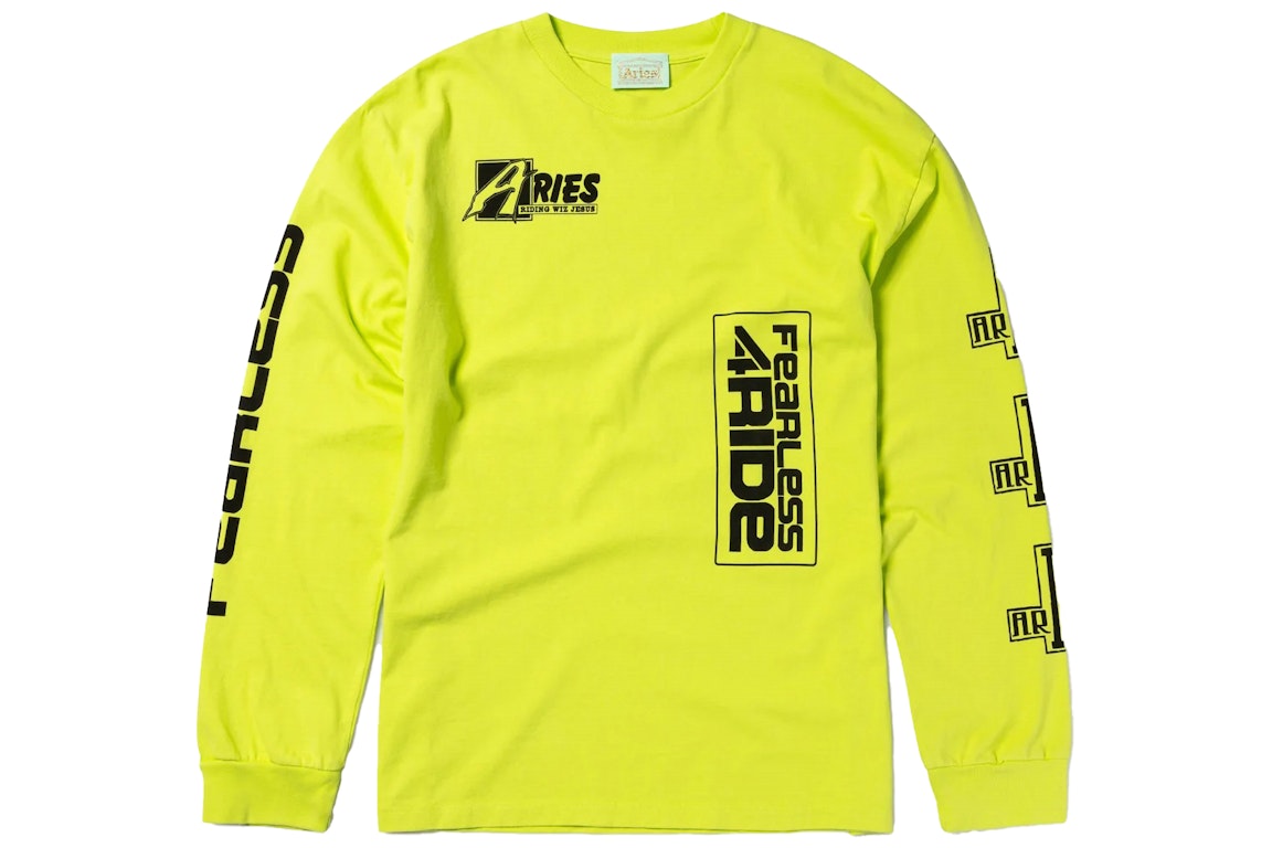 Pre-owned Aries Fearless Moto Longsleeved T-shirt Lime