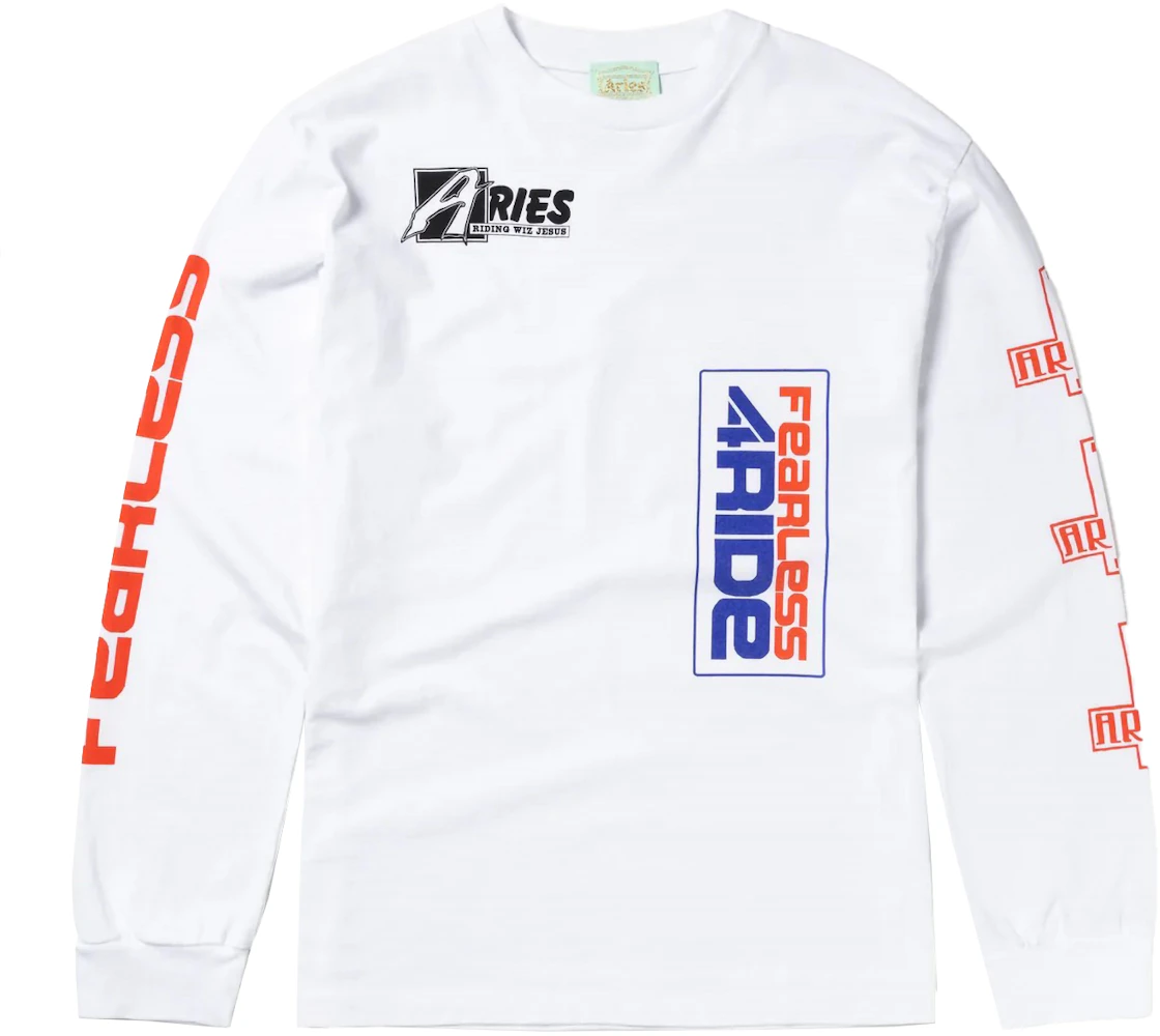 Aries Fearless Moto Longsleeved T-shirt White - FW22 - US