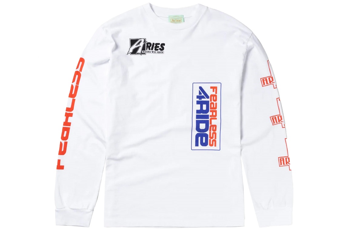 Pre-owned Aries Fearless Moto Longsleeved T-shirt White