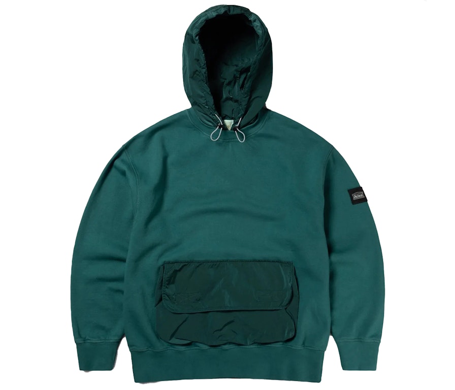 Pre-owned Aries Nylon Hybrid Hooded Sweatshirt Green