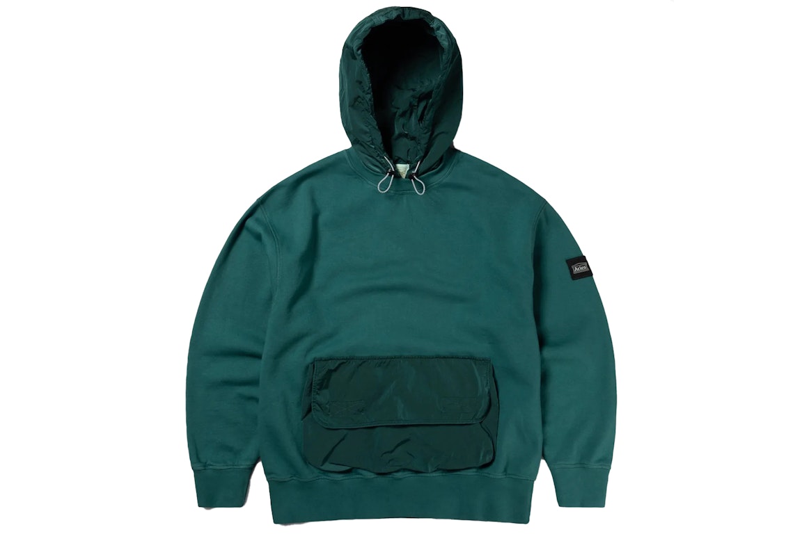 Pre-owned Aries Nylon Hybrid Hooded Sweatshirt Green