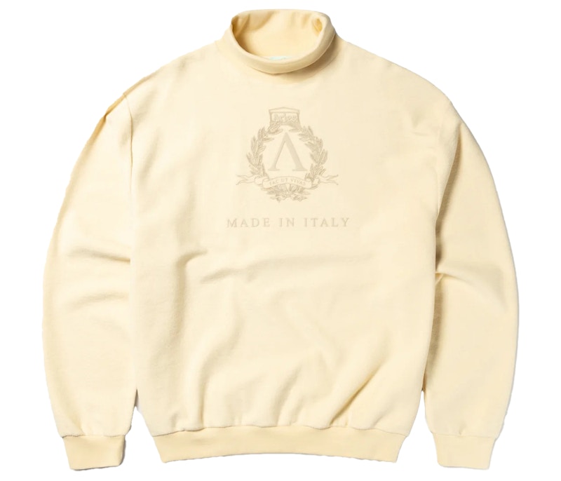★ARIES★ Premium Laurel High Neck Sweatshirt Alabasta FTAR2 Aries Premium Laurel High Neck Sweatshirt Alabaster - FW22 - US