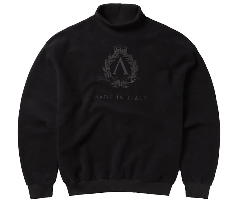 ★ARIES★ Premium Laurel High Neck Sweatshirt Alabasta FTAR2 Aries Premium Laurel High Neck Sweatshirt Black - FW22 - US