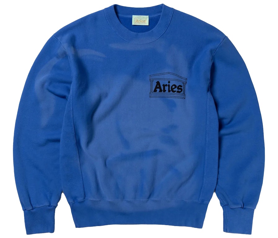 Pre-owned Aries Sunbleached Cross Grain Temple Sweatshirt Blue