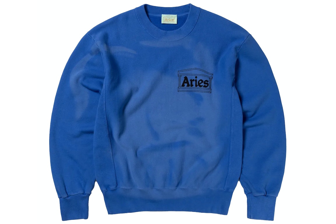 Pre-owned Aries Sunbleached Cross Grain Temple Sweatshirt Blue