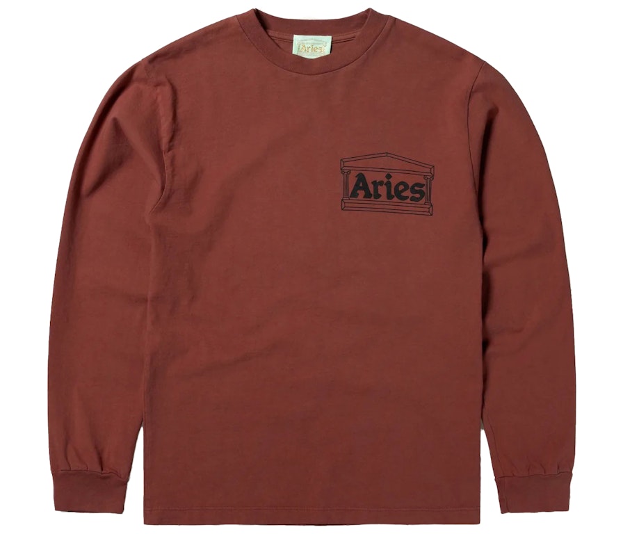 Pre-owned Aries Temple Longsleeved T-shirt Burgundy