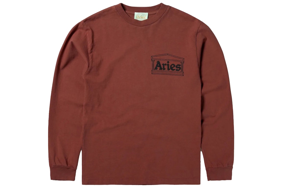 Pre-owned Aries Temple Longsleeved T-shirt Burgundy