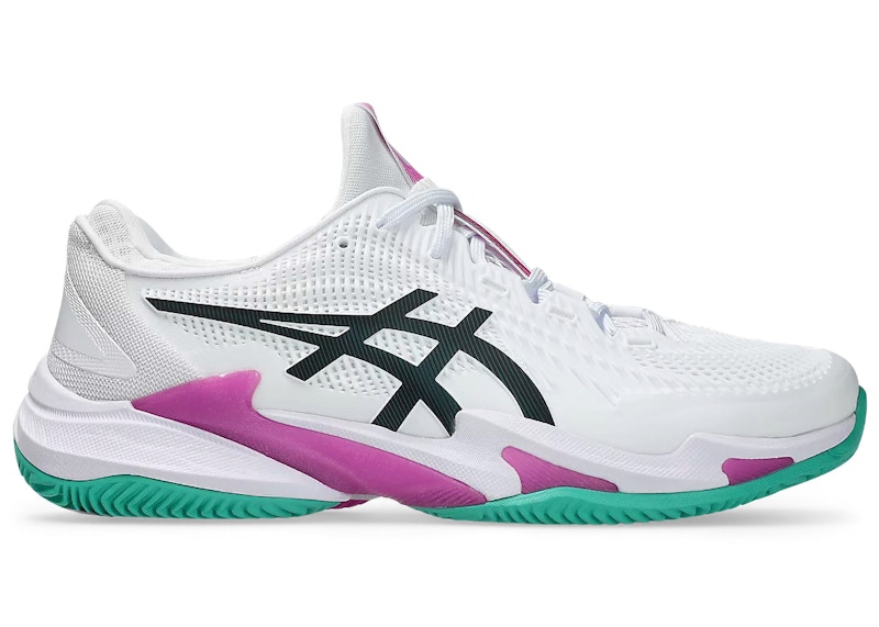Men's ASICS Court FF 3 Clay Sneakers in White/Digital Sakura
