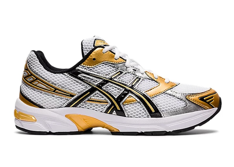 White and store gold asics