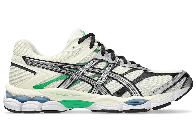 Men's ASICS GelCumulus 16 Green Sneakers in Ivory/Pure Silver