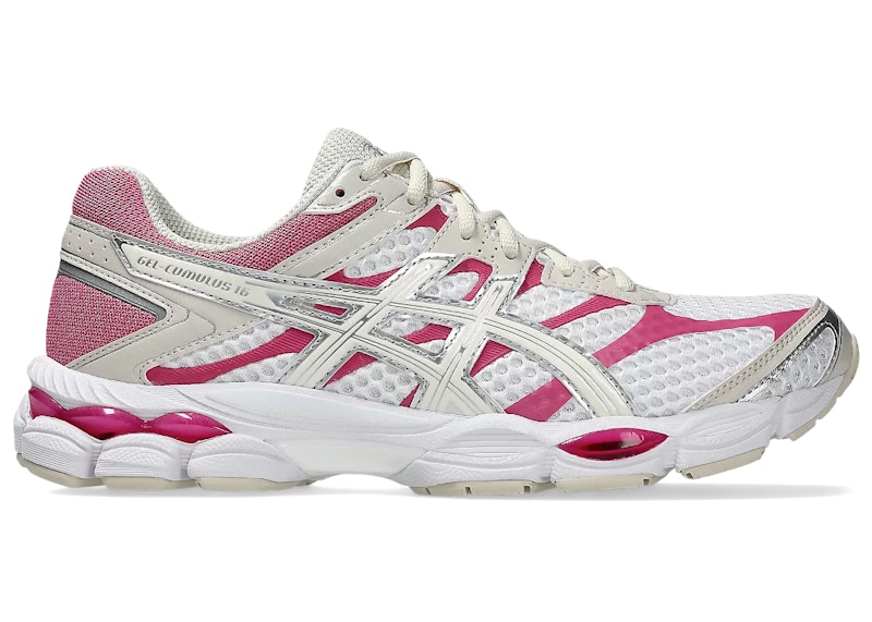 Men's ASICS GelCumulus 16 Pink Sneakers in White/Cream