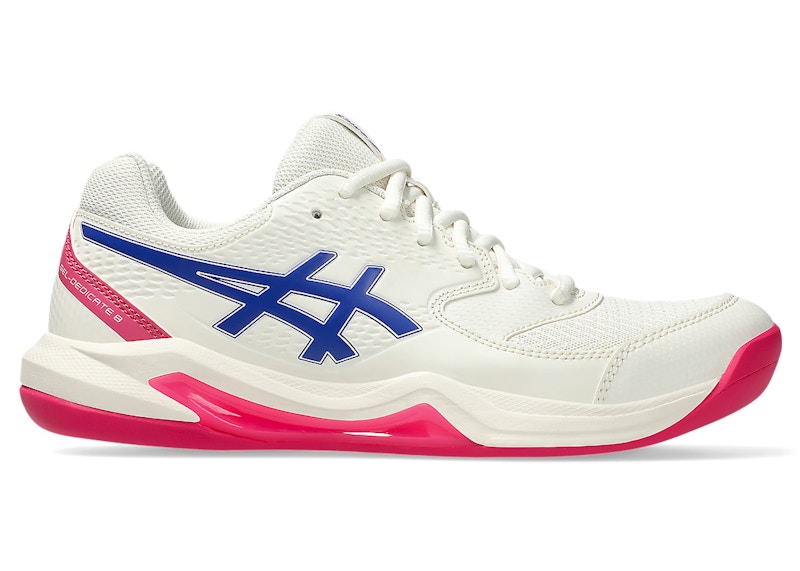 Pre-owned Asics Geldedicate 8 Indoor (women's) Sneakers In Cream/dark Cobalt Blue In Multi