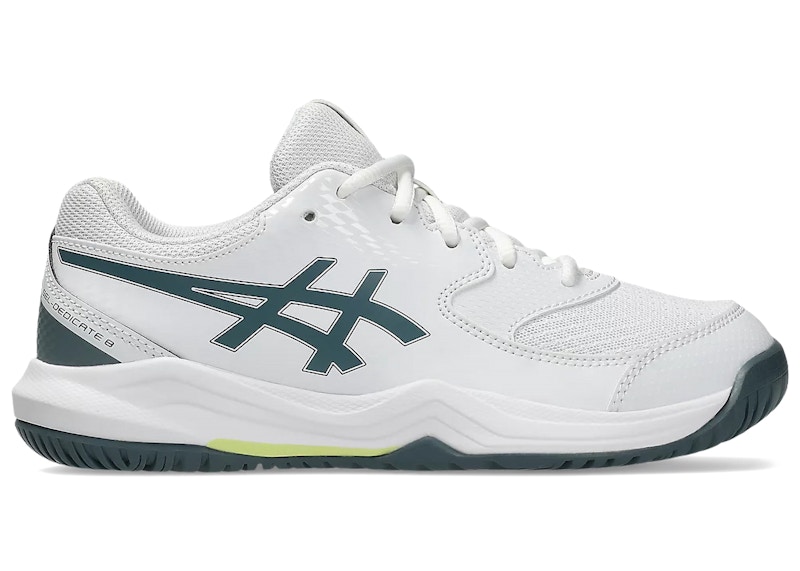 ASICS GelDedicate 8 Sneakers in White/Ironclad