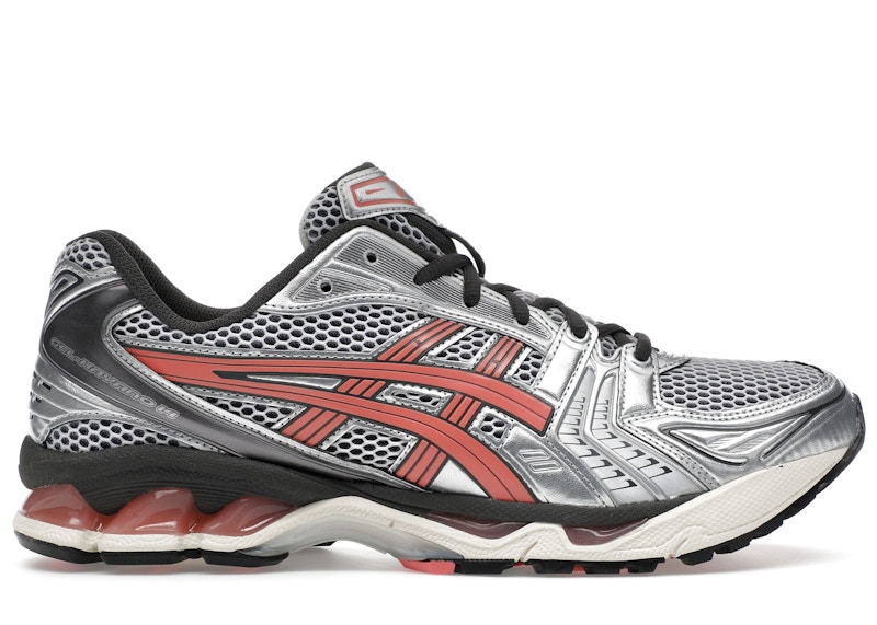 Pre-owned Asics Men's  Gelkayano 14 Silver Sneakers In White/papaya